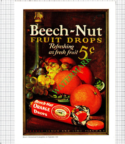 Walter Raleigh Cigarettes  / Beech Nut Fruit Drops ADVERT - 1929 Cutting