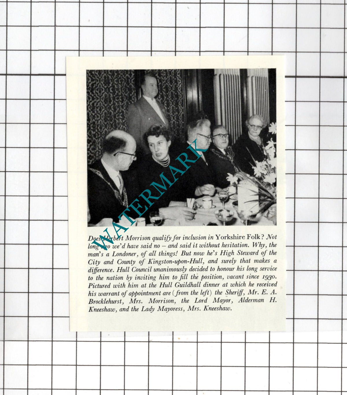 Herbert Morrison Hull Yorkshire Mrs Kneeshaw - 1957  SMALL Clipping