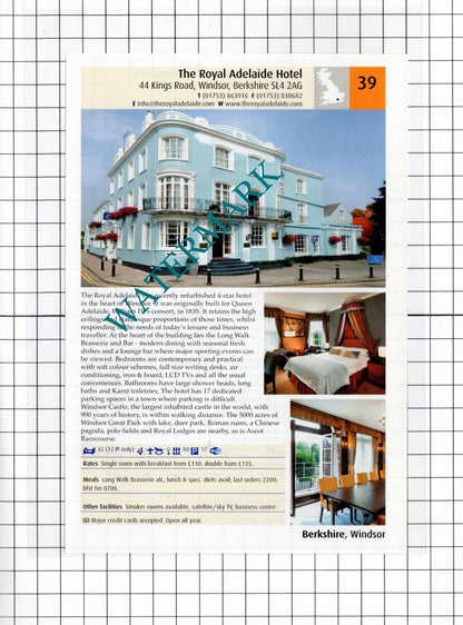 The Royal Adelaide Hotel Windsor Berkshire / White Horse Romsey -2011 Advert