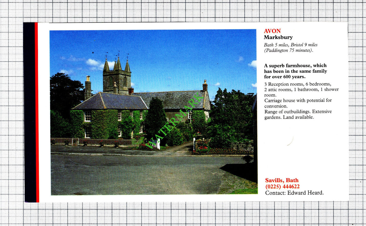 Marksbury Avon House Sale Advert - 1991 Cutting