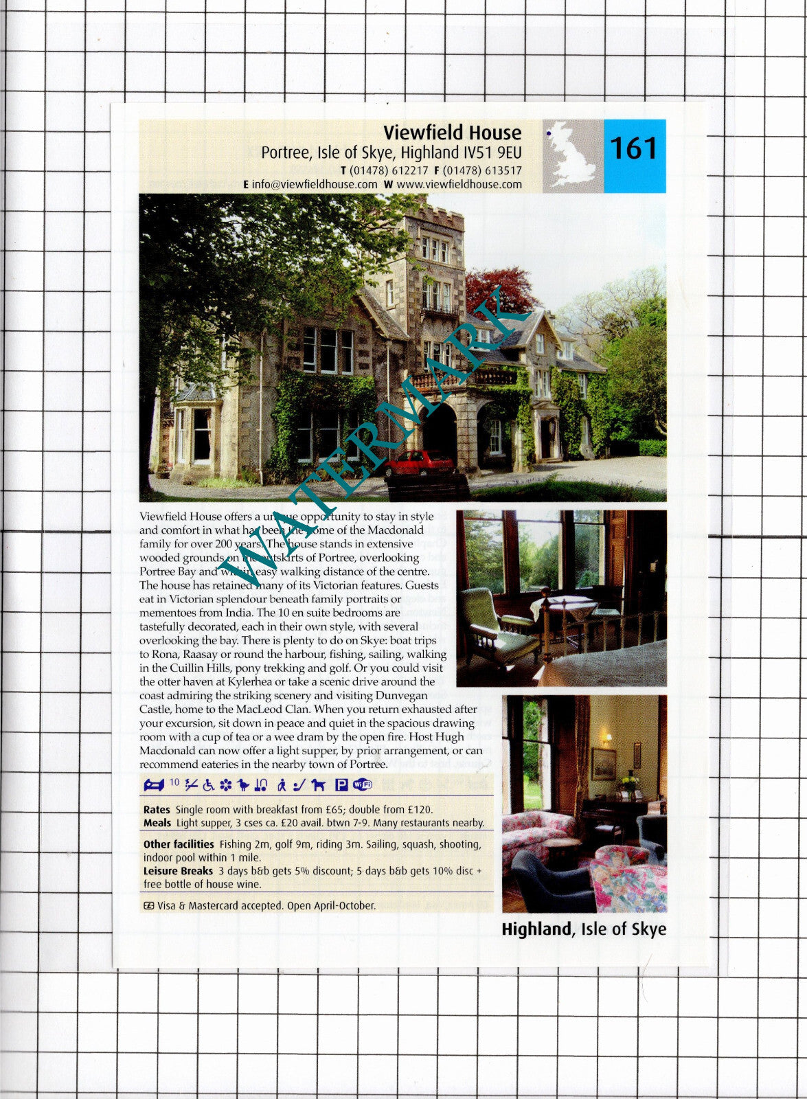 Viewfield House Portree Skye / Newton Hotel Nairn Highland  -2011 Advert