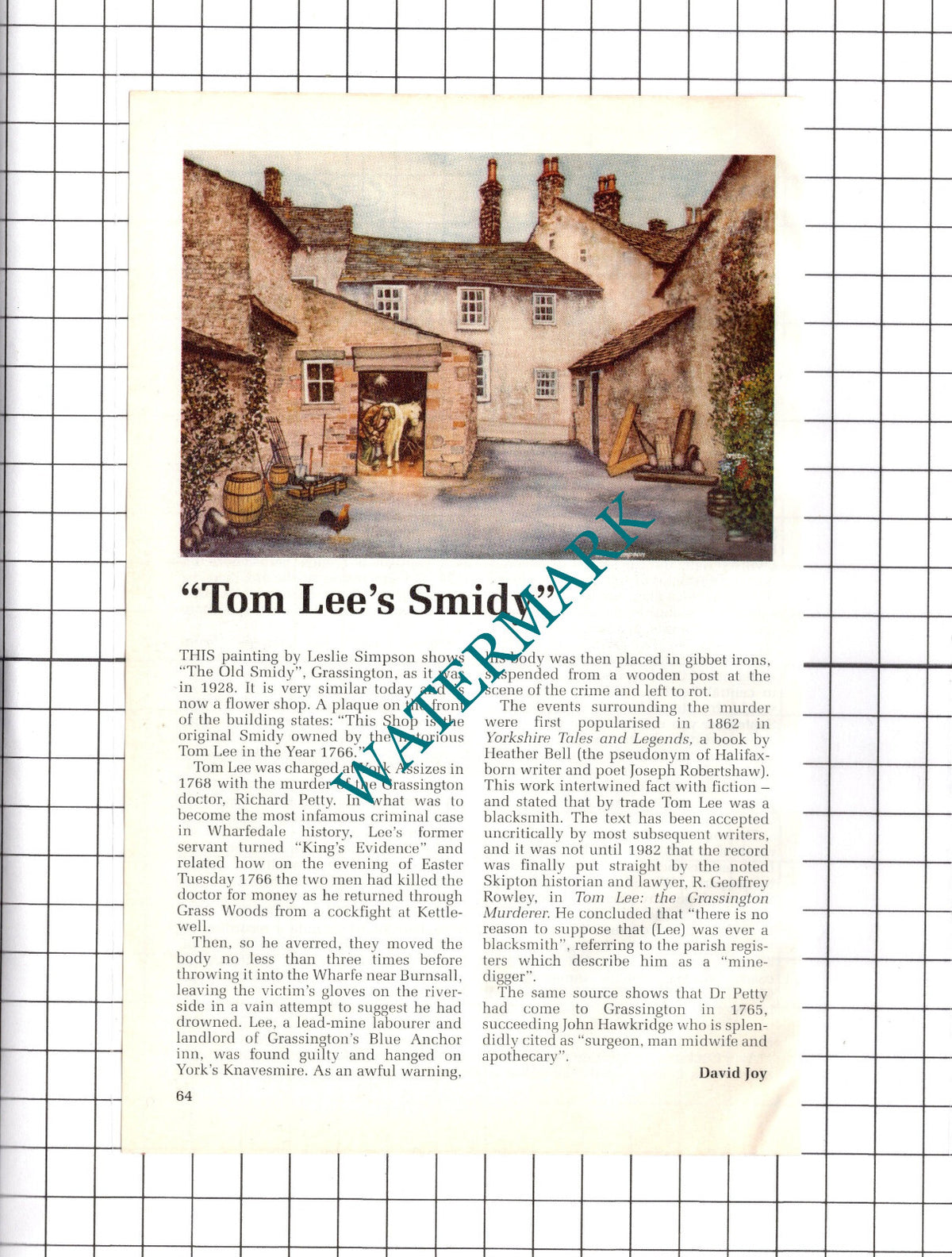 Grassington Yorkshire Tom Lee  - 1992 Clipping / Print