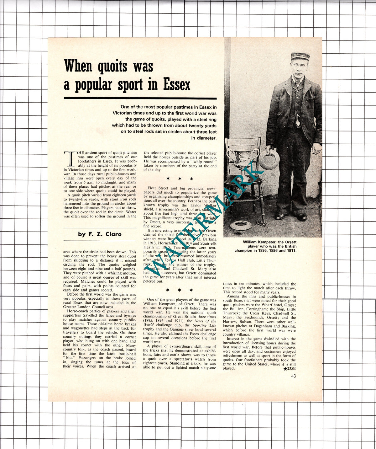 William Kempster Orsett Essex  - 1972 Article