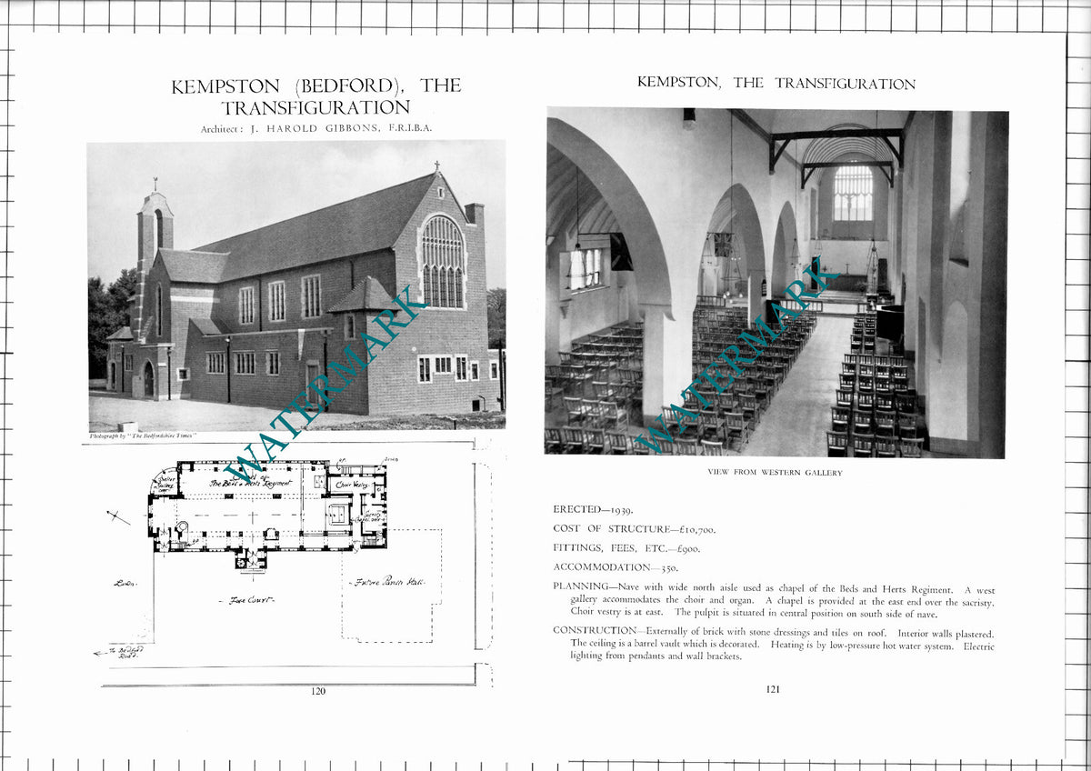 Transfiguration Church Kempston Bedford  Harold Gibbons -c.1947 Article/ Print