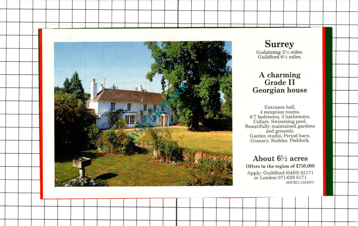 Godalming Surrey House Sale Advert - c.1991 Cutting