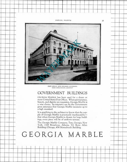 Post Office New Orleans  / Mark Hopkins Hotel San Francisco  - c.1926 Advert