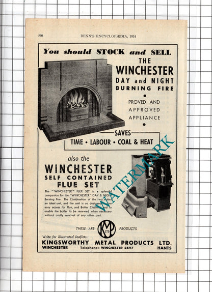 Broomside Foundry Co Ltd Bonnybridge / Kingsworthy Metal Winchester  1954 Advert