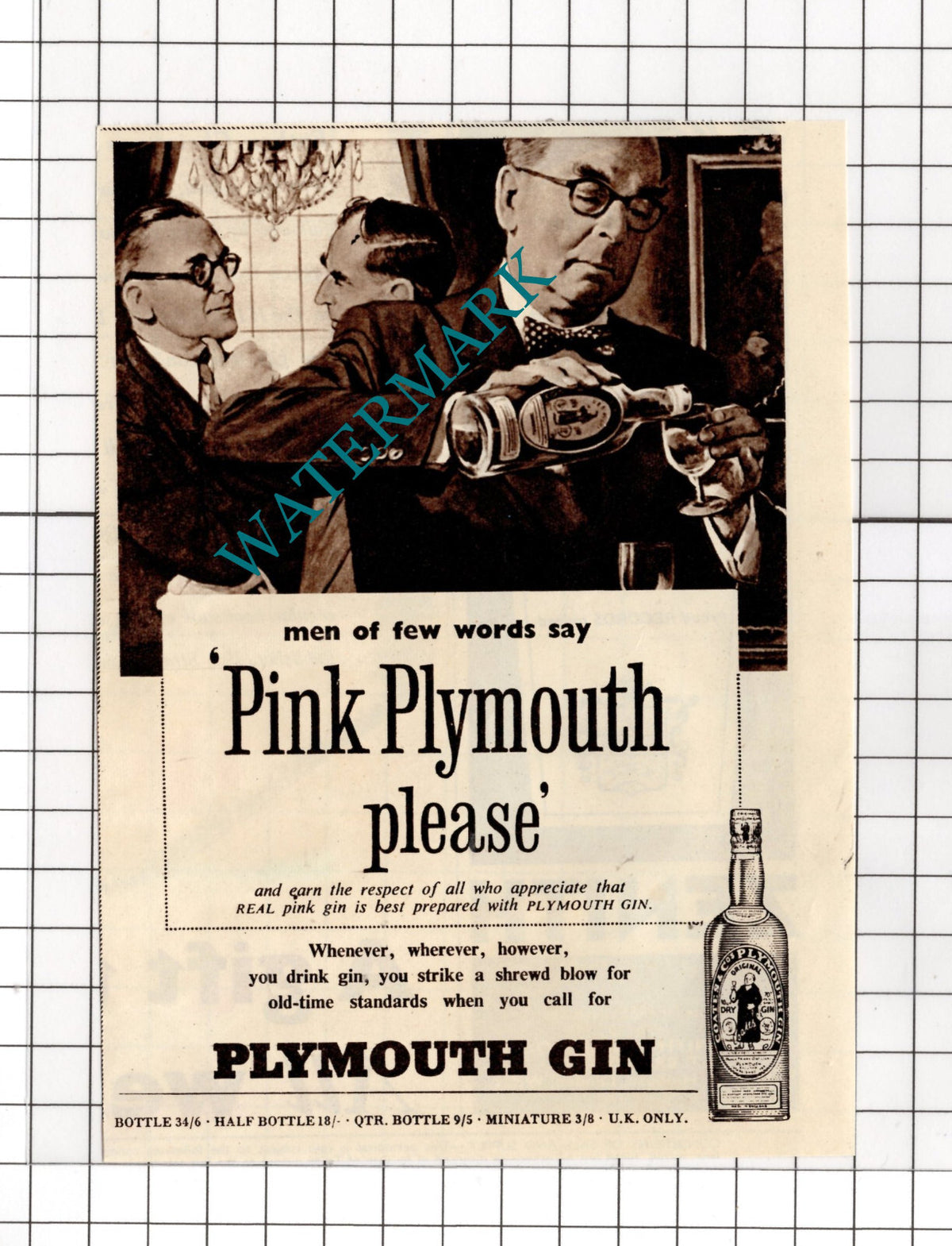 Plymouth Gin Small Advert - 1955 Cutting