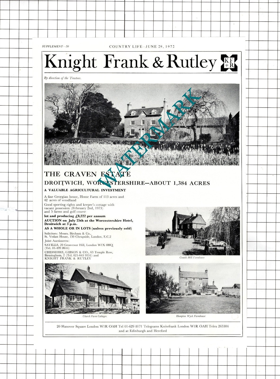 The Craven Estate Droitwich Worcestershire Sale Advert - 1972 Clipping
