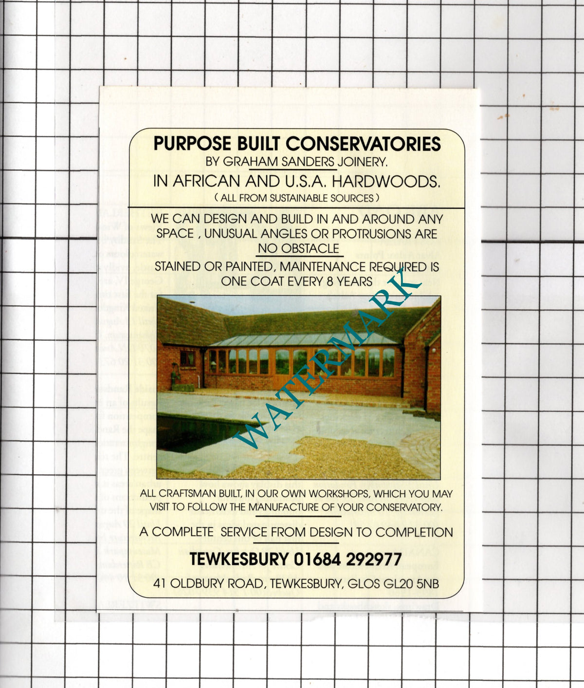 Graham Sanders Joinery Tewkesbury Gloucestershire - 1995 Small Advert