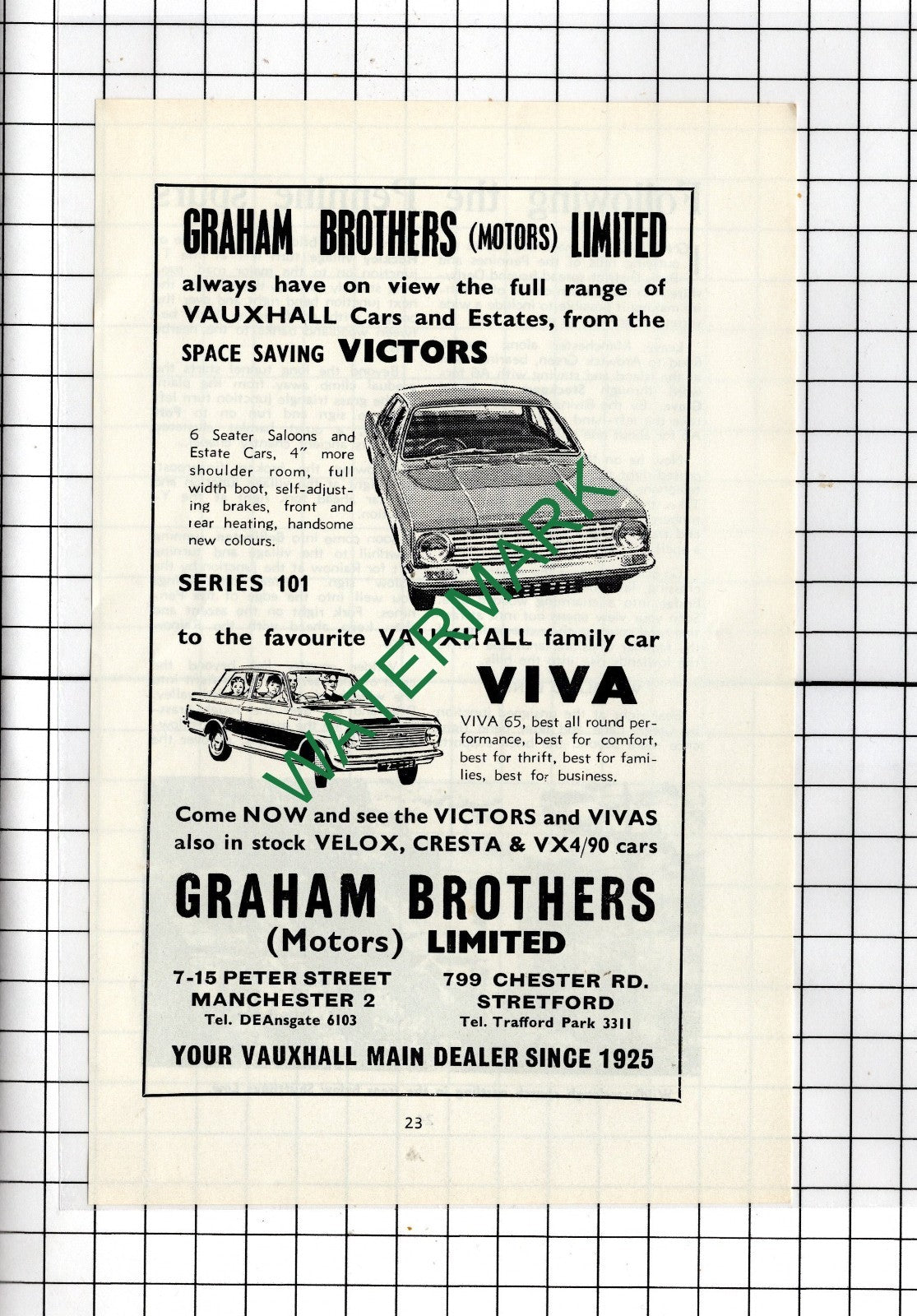 Graham Brothers Motors Ltd Manchester Stretford  - 1965  Advert