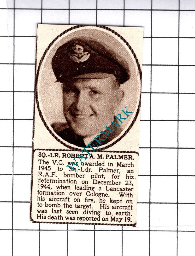 Sq Lr Robert A M Palmer RAF WW2  -  1945 SMALL Cutting