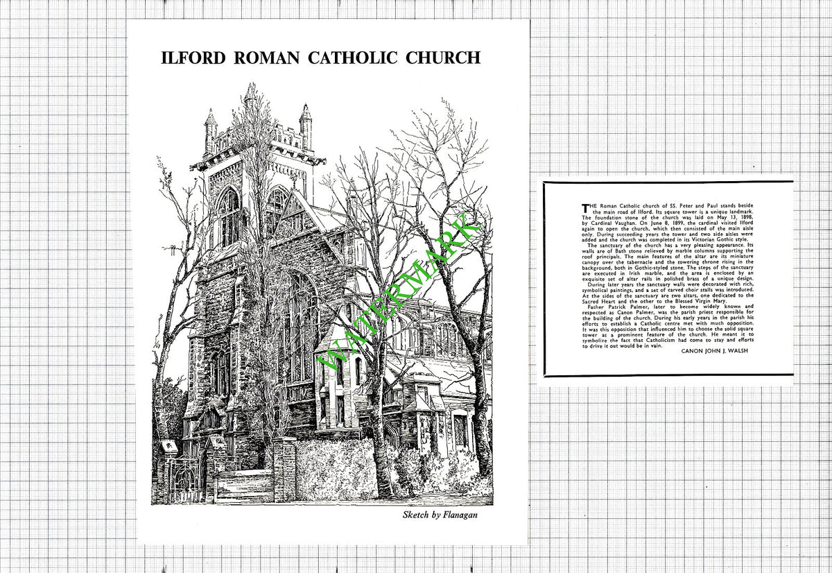 Ilford Roman Catholic Church Essex SS Peter and Paul -1968 Two-Part Cutting