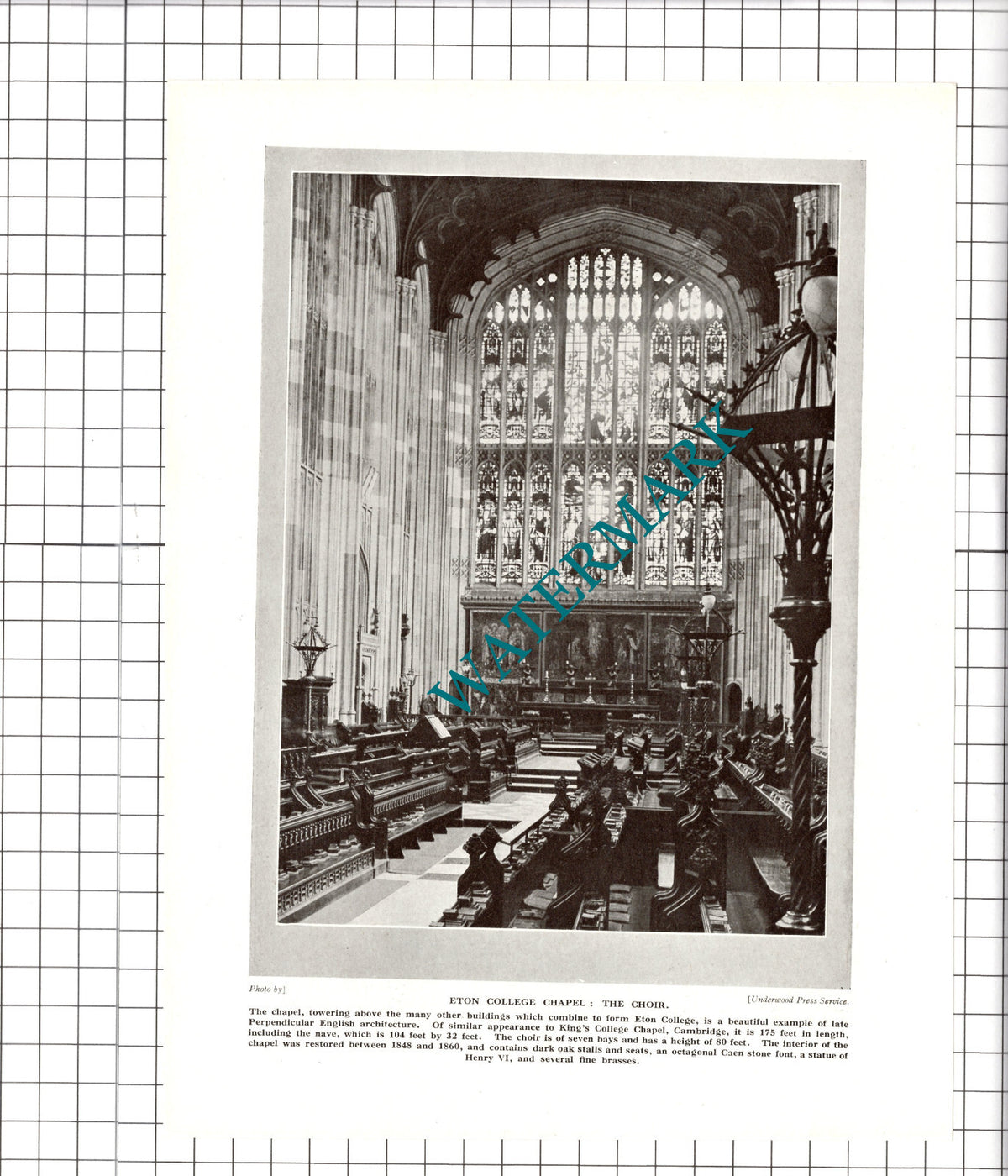 Eton College Aerial View / Eton Chapel - c1930's Book Print