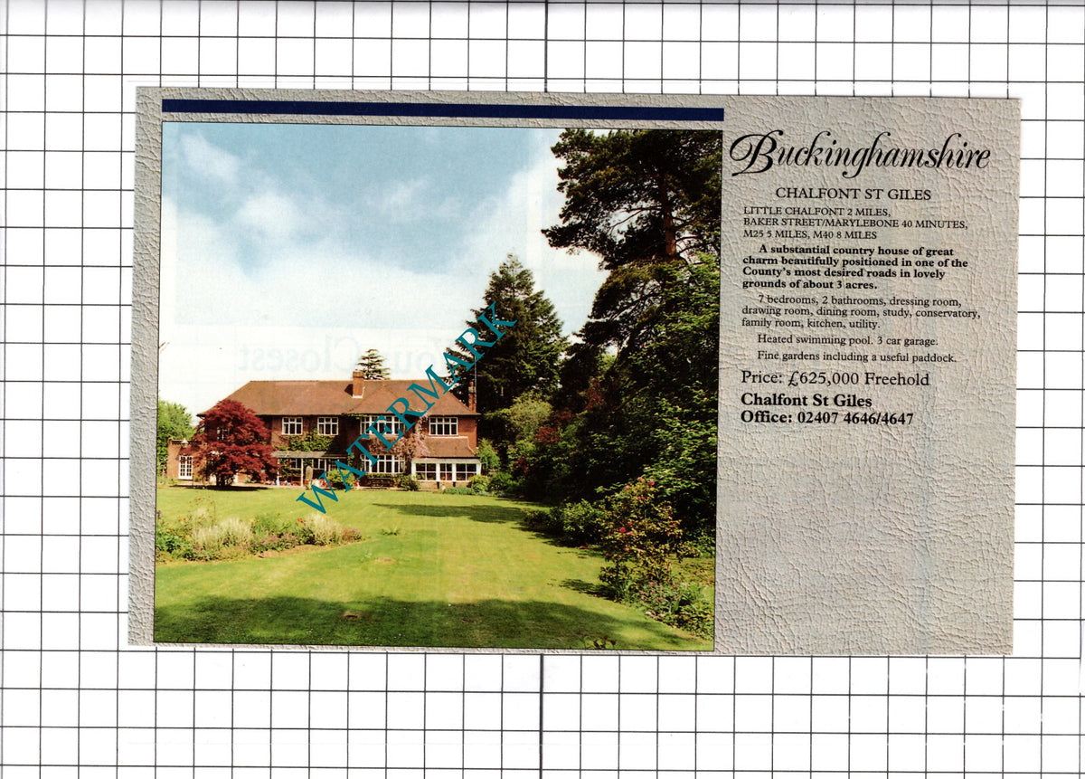 Chalfont St Giles Buckinghamshire House Sale Advert - 1991 Clipping