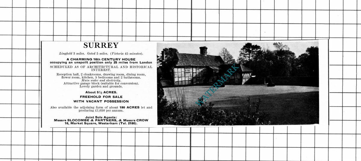 Lingfield Surrey  House Sale Advert  - 1967 Clipping