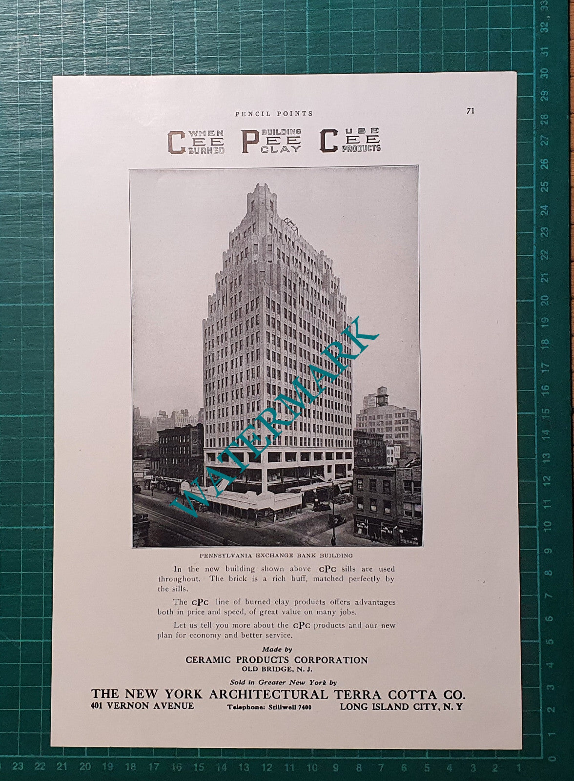 Pennsylvania Exchange Bank Building CPC   -  1926 Advert / Print