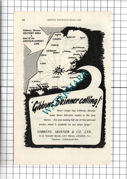 John Smith Ltd Birmingham / Gibbons Skinner & Co Ltd London - 1954 Advert
