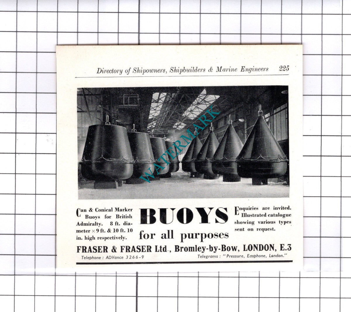 Halship Halifax Shipyards Canada Fraser & Fraser Bromley By Bow  - c.1947 Advert