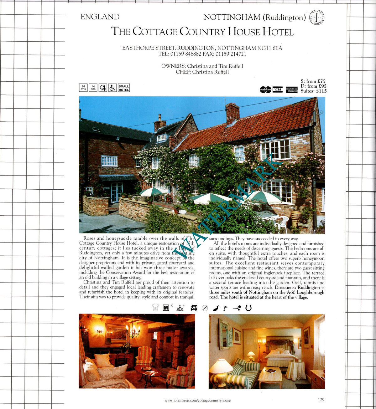 Cottage Country House Hotel Ruddington / Langar Hall Nottingham  - 2001 Advert