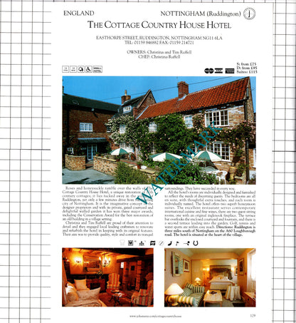 Cottage Country House Hotel Ruddington / Langar Hall Nottingham  - 2001 Advert