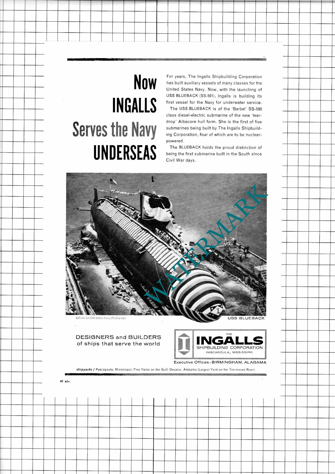 The Ingalls Shipbuilding Corporation / Korody Marine Hawthorne - 1960 Advert