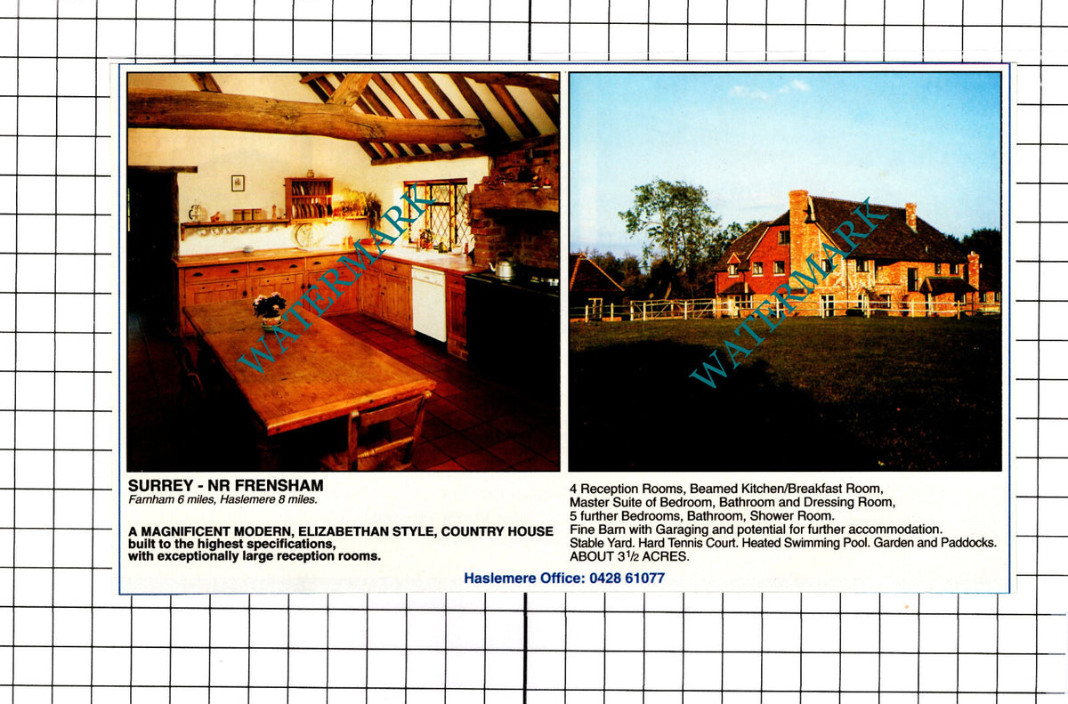 Frensham Surrey House Sale Advert - 1991 Clipping / Print