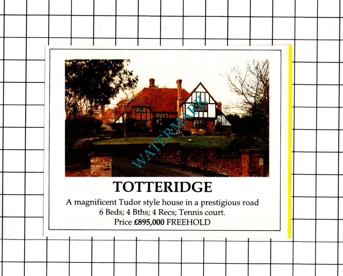 Totteridge London House Sale Advert - 1991 Clipping / Print