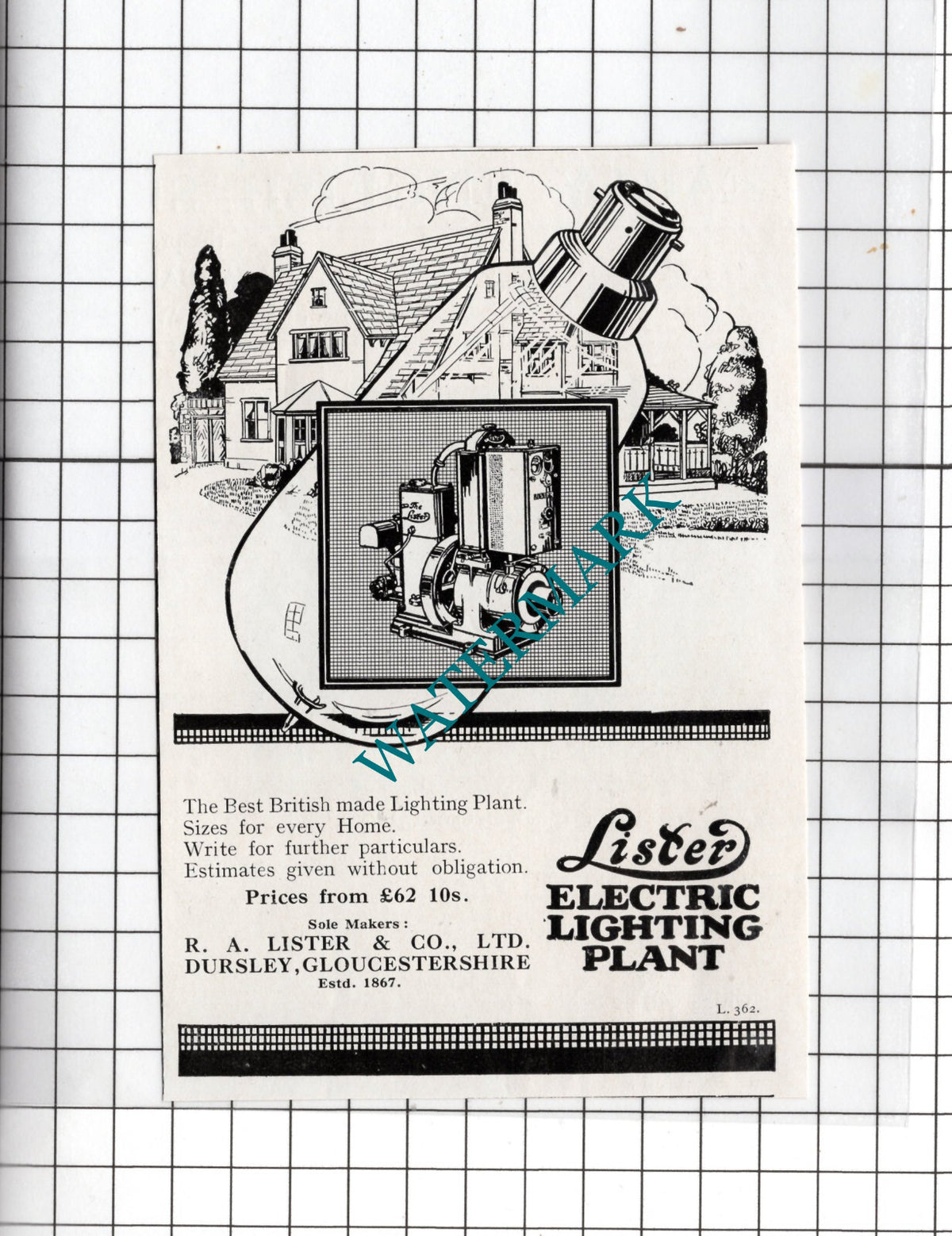 R A Lister & Co Ltd Dursley Gloucestershire Lighting Plant Advert  1927 Clipping
