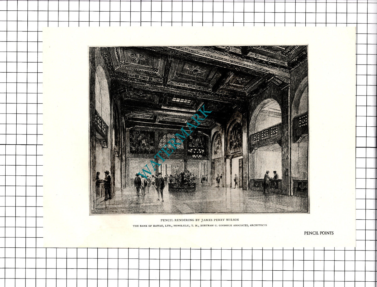 Bank Of Hawaii Honolulu James Perry Wilson - 1927 Print