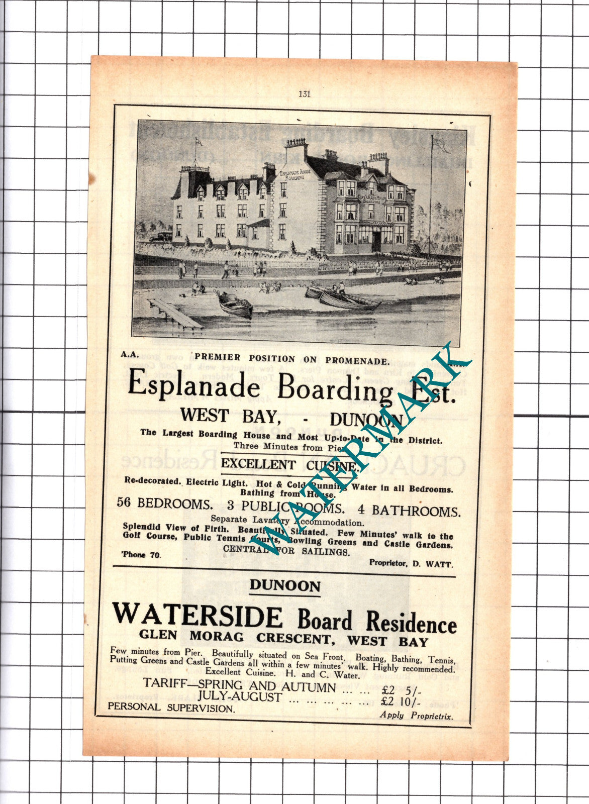 Esplanade Boarding Dunoon Kingsley Kirn Dunoon Cruach-An Advert - 1939 Cutting