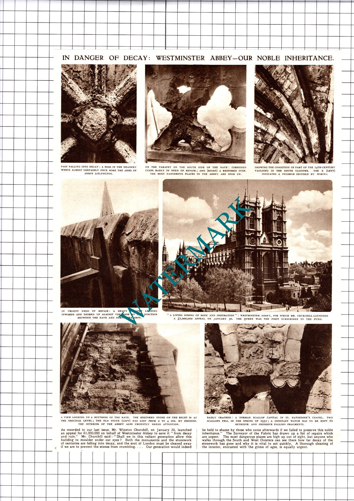 Westminster Abbey Sir Winston Churchill Appeal - 1953 Cutting / Print