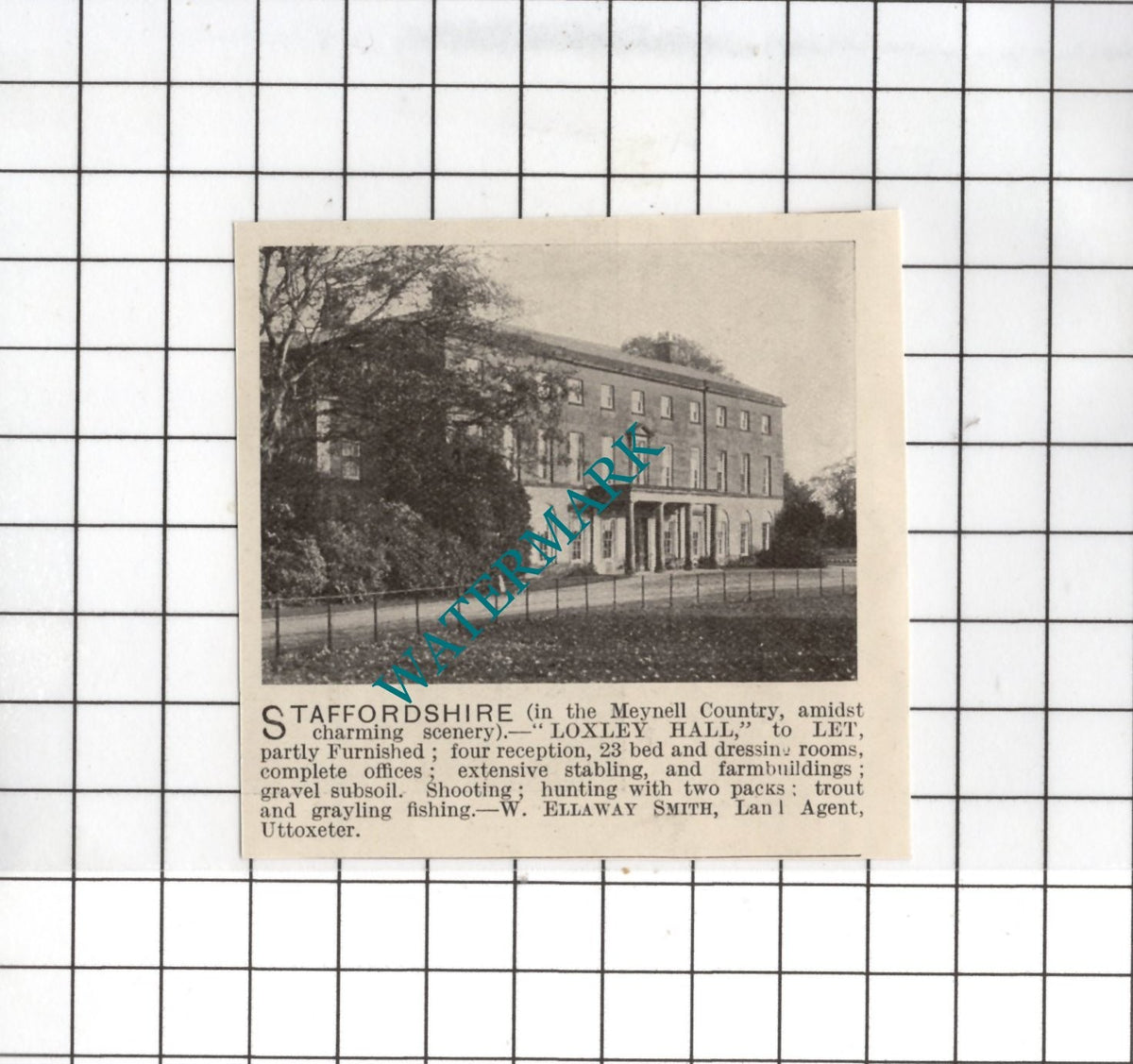 Loxley Hall Staffordshire - 1916 SMALL House Advert