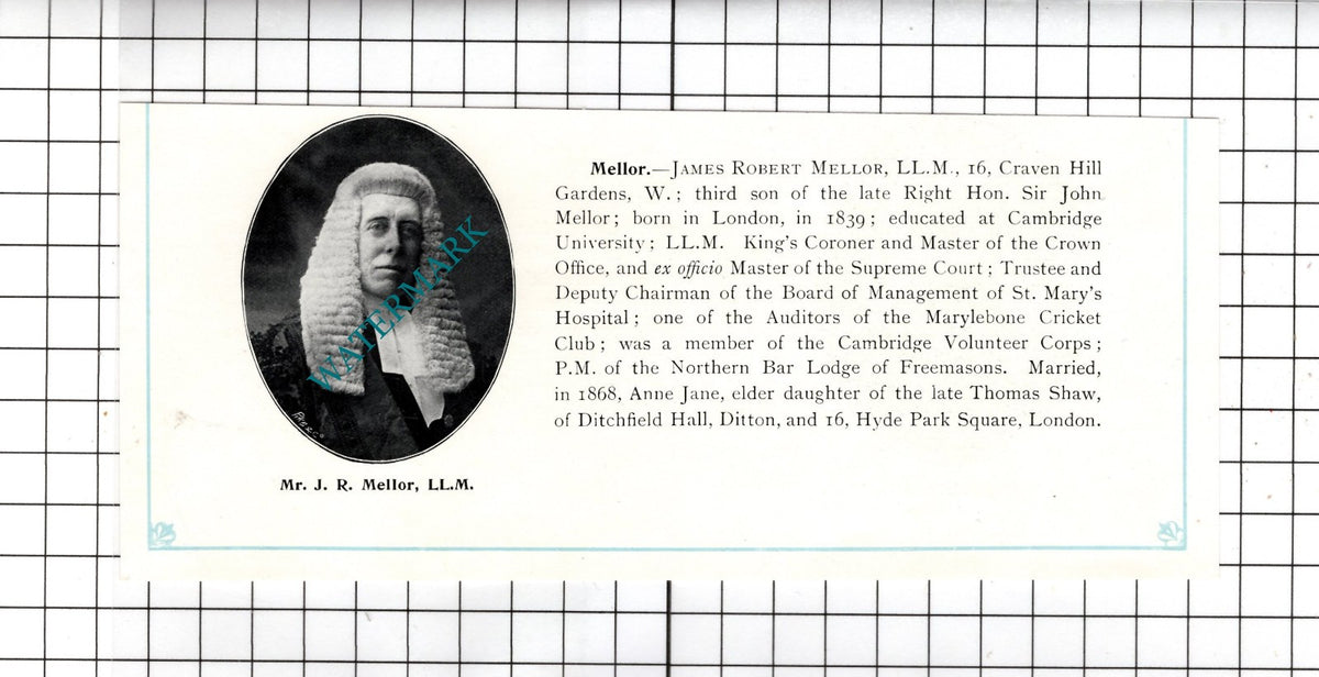 James Robert Mellor London / Herbert Francis Manisty KC-  c.1905 Clipping