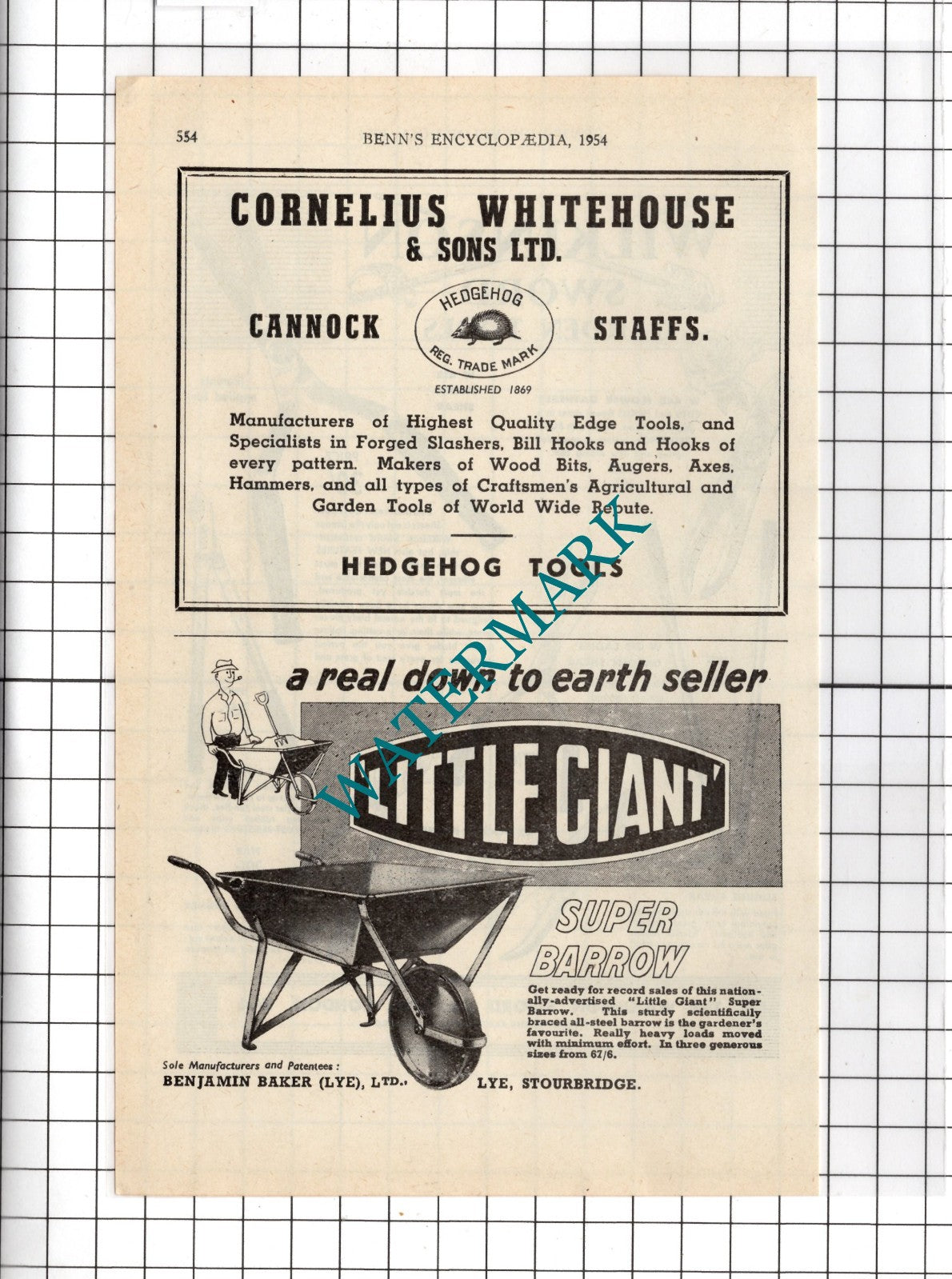 The Wilkinson Sword Co Ltd London  / Cornelius Whitehouse Cannock  - 1954 Advert