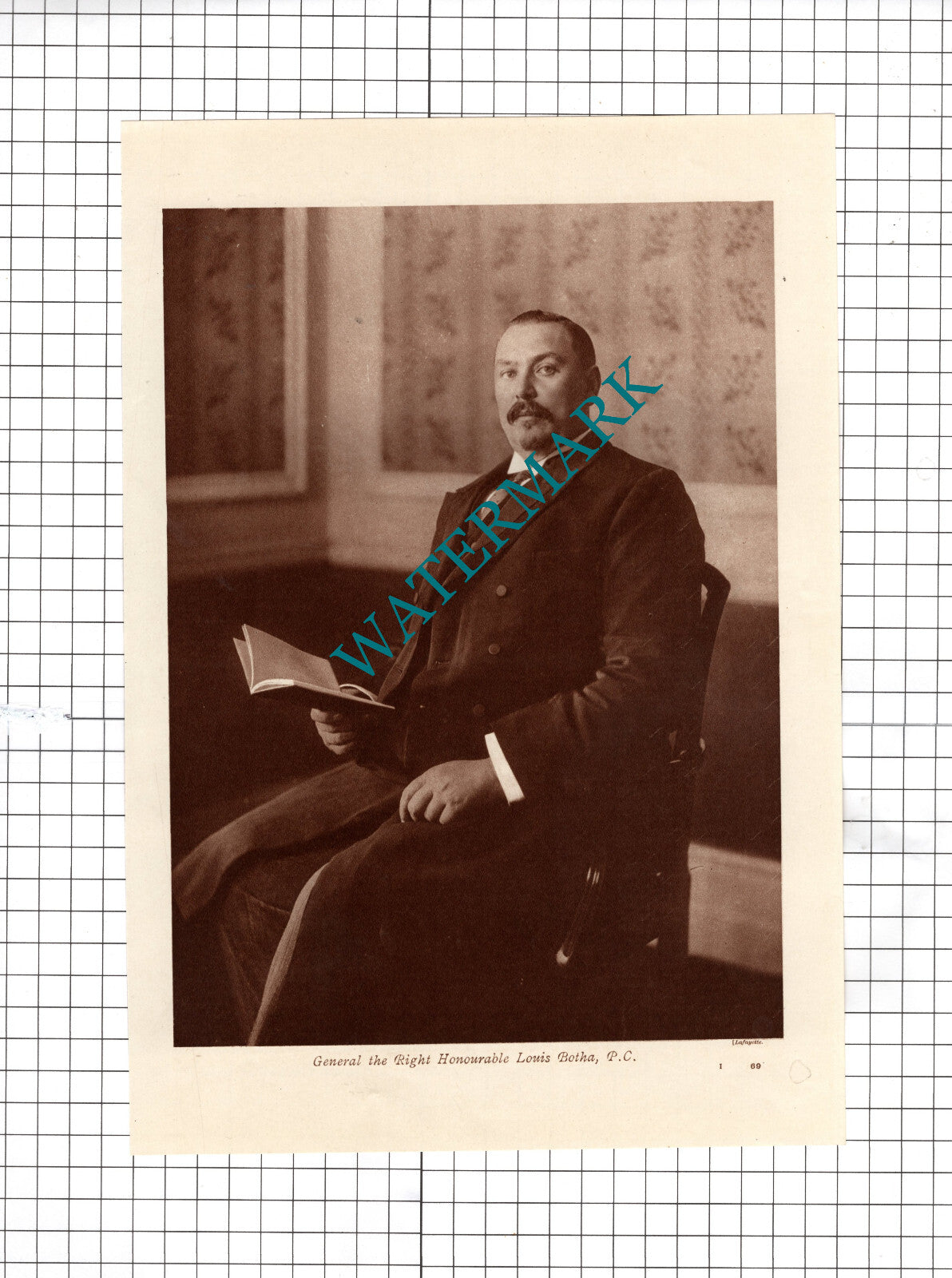 General The Right Hon Louis Botha - c.1918 Cutting / Print