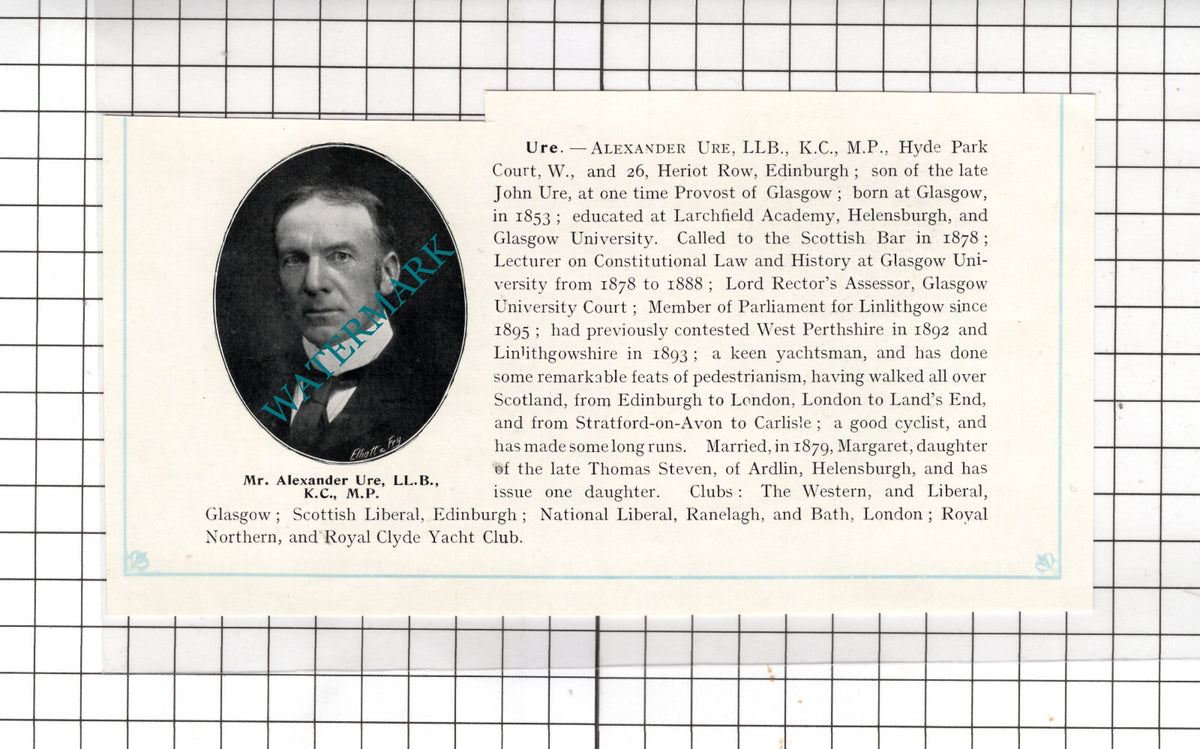 Alexander Ure Charles John Stewart Cliftonthorpe Ashby-de-la-Zouch  1910 Cutting