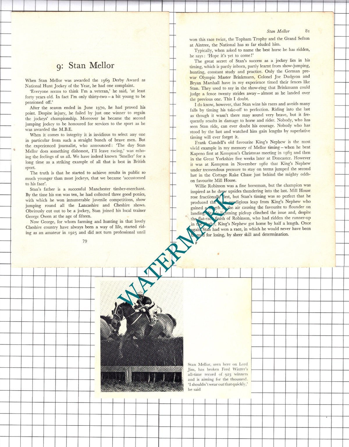 Stan Mellor Jockey   - 1970s Article