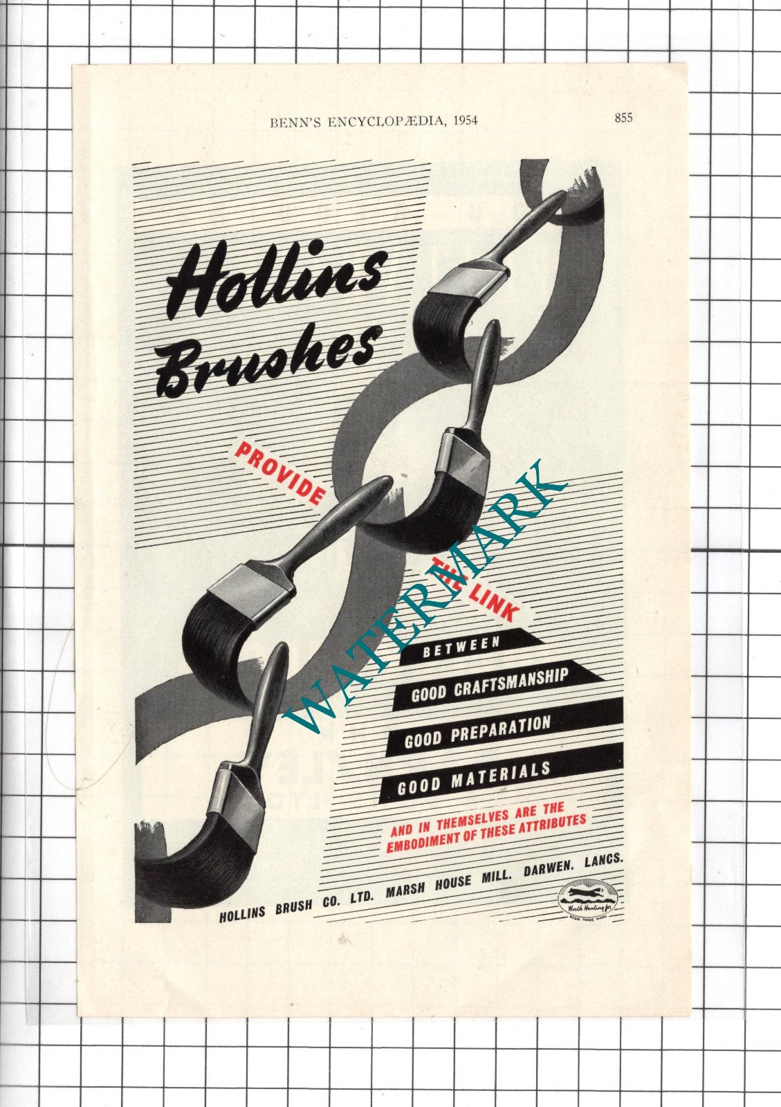 Hollins Brush Co Ltd Darwen  / John Barnsley & Sons Ltd Netherton -1954 Advert
