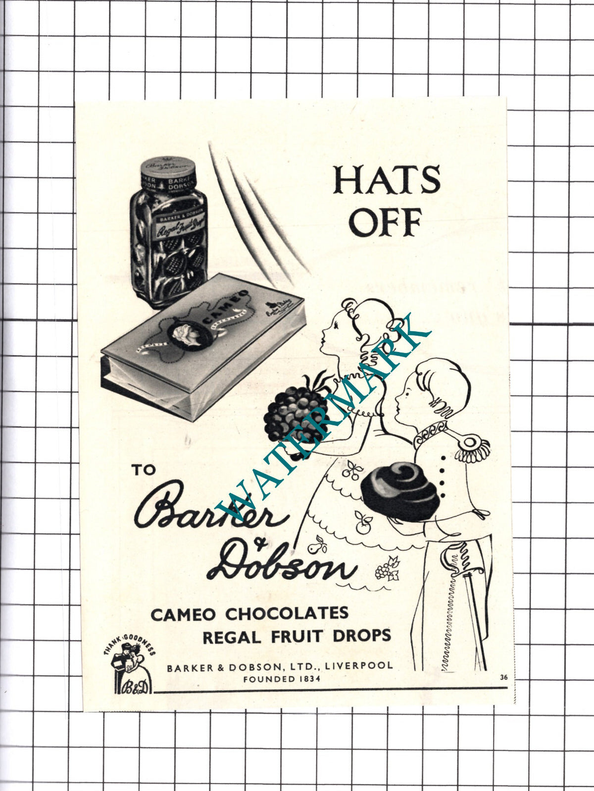 Barker & Dobson Ltd Liverpool Chocolates Small Advert - 1950 Cutting