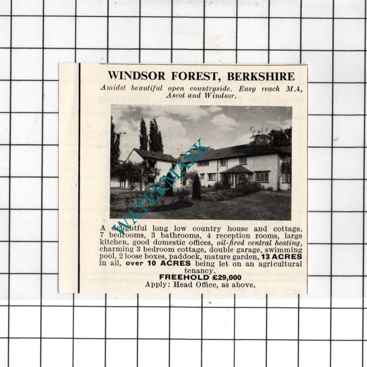 Windsor Forest Berkshire  - 1967 SMALL  House Sale Advert