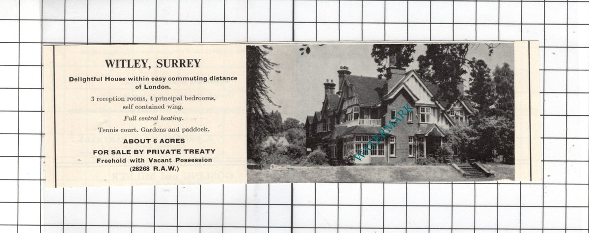 Witley Surrey   - 1967 House Sale Advert