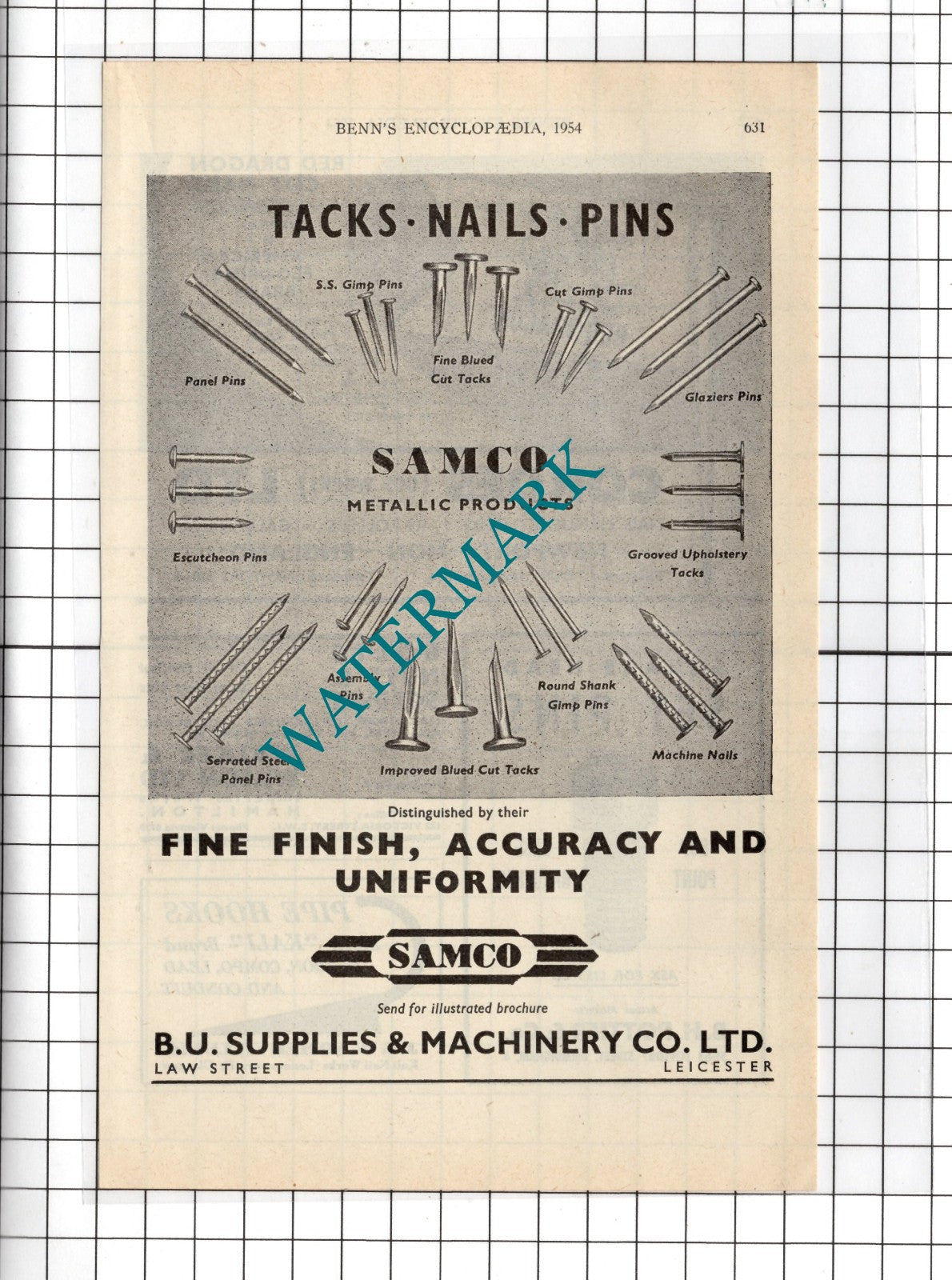 B U Supplies & Machinery Co Ltd Leicester Samco    - 1954 Advert