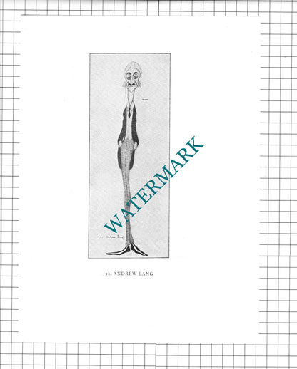 Andrew Lang / Wilson Barrett Caricature  - 1958 Clipping / Print