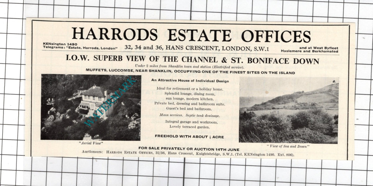 Muffets Luccombe Isle Of Wight   - 1967  House Sale Advert