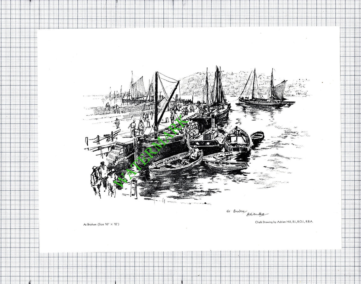 Brixham Devon Adrian Hill  - 1931 Cutting / Print