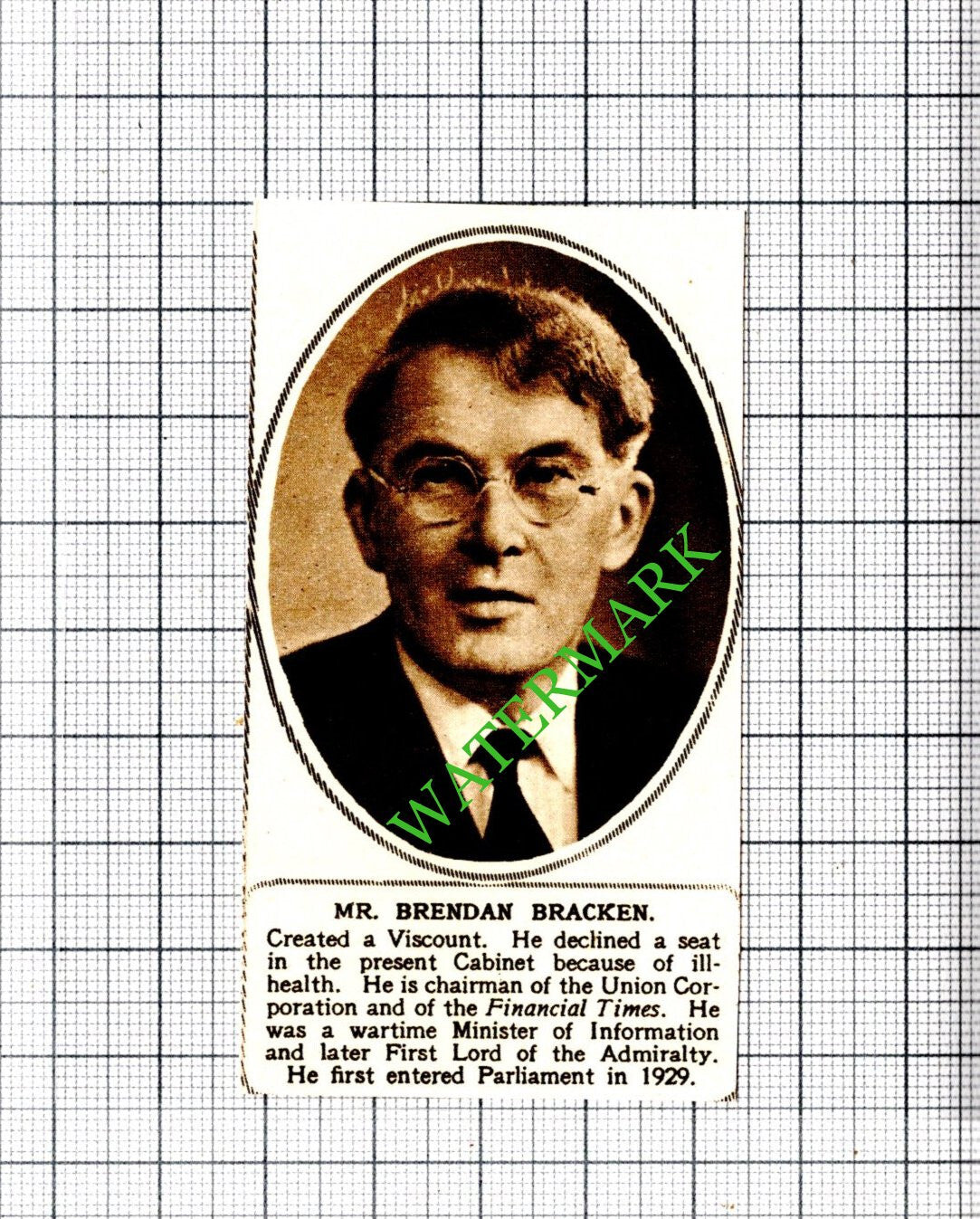 Mr Brendan Bracken - 1952 SMALL Cutting