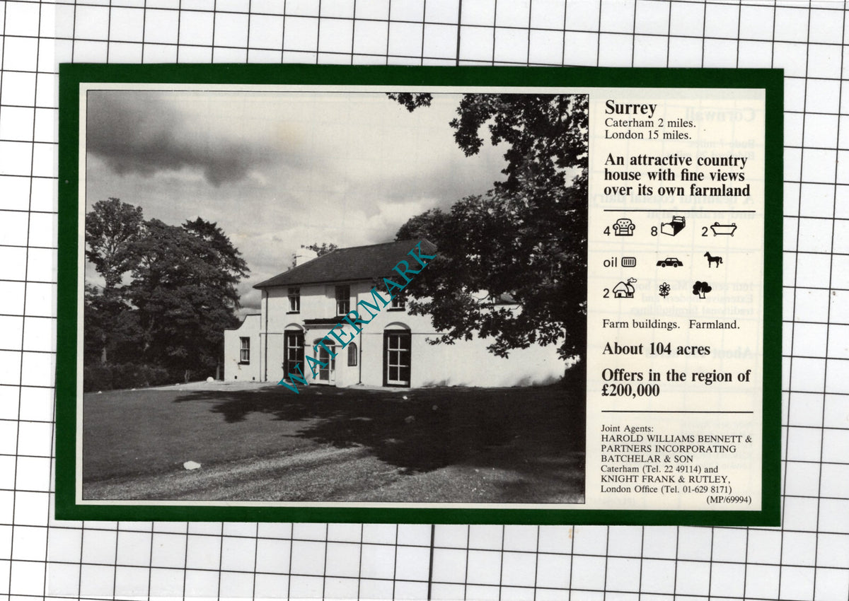 Caterham Surrey Farm House Sale Advert - 1981 Small Cutting