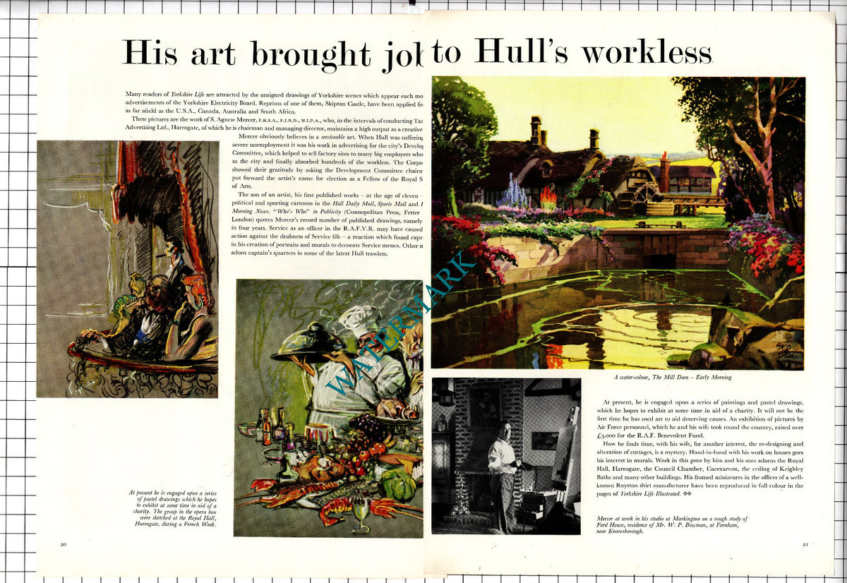 S Agnew Mercer Artist Markington Yorkshire  - 1957 Two-Part Clipping