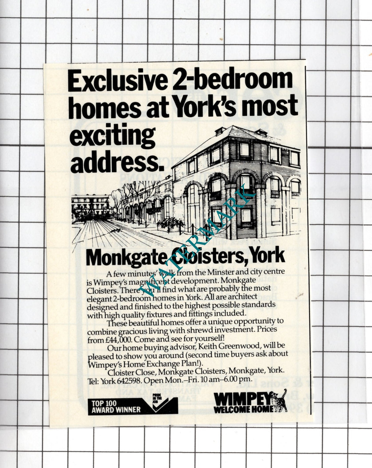Monkgate Cloisters York Yorkshire   - 1985 Sale  Advert